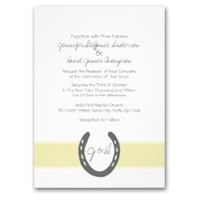 equestrian lucky in love hosre shoe wedding invitation